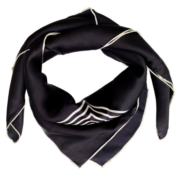 Foulard Shawl Silk Satin 90X90 Lines Black White